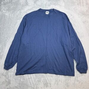 VTG Basic Editions Long Sleeve Shirt Mens XL Blue Cotton USA 90 Blank Boxy Skate
